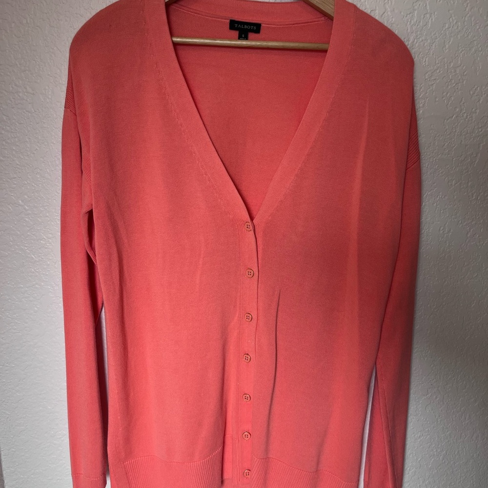 Talbots Coral Cardigan Sweater